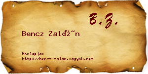 Bencz Zalán névjegykártya